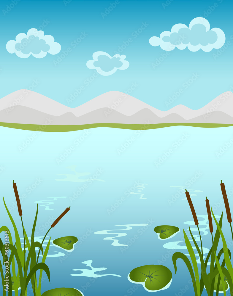 Landscape with water lily Landscape with water lily