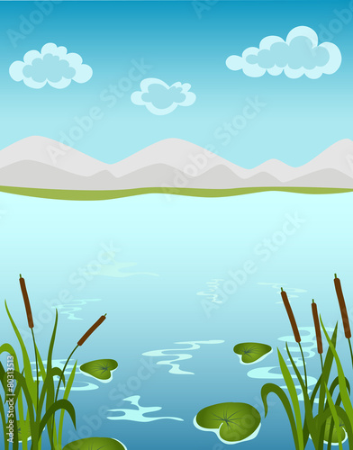 Landscape with water lily