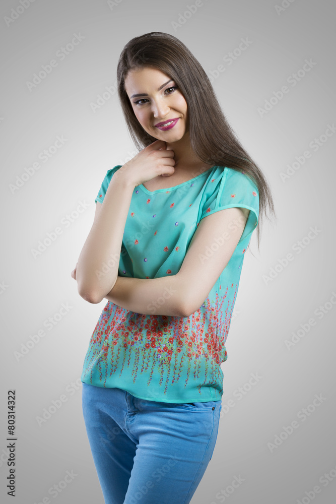 Cute smiling young woman in summer clothes Cute smiling young woman in summer clothes