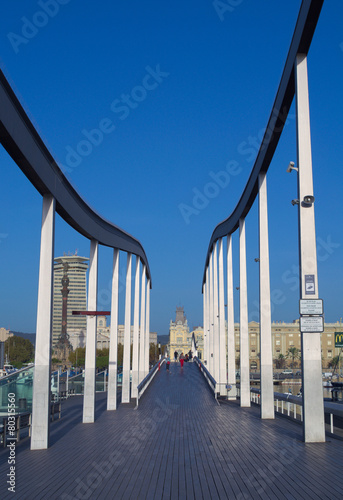 rambla del mar pedestrian bridge in barcelona. #80315560