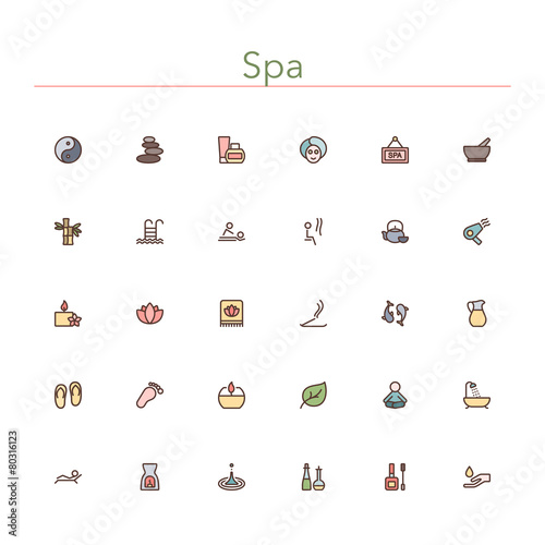 Spa Colored Line Icons