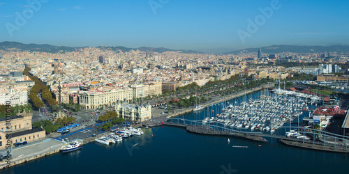 Photography View over the port vell residential harbor in barcelona