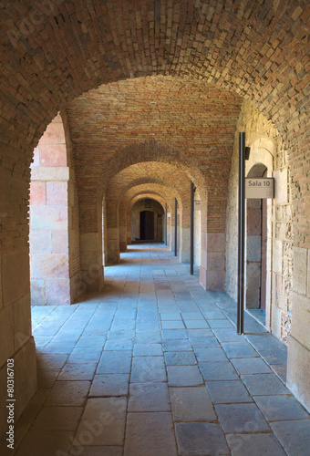 Detail of a corridor of montjuic castle in barcelona, spain. #80316703