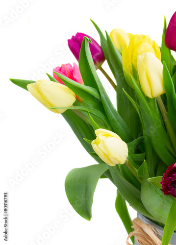 bouquet of  yellow and purple  tulip flowers © neirfy