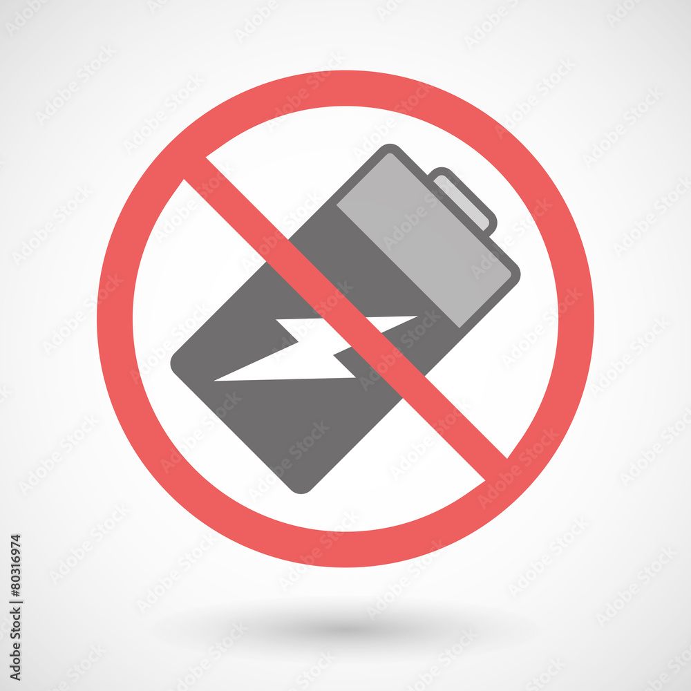 Forbidden signal with a battery Forbidden signal with a battery