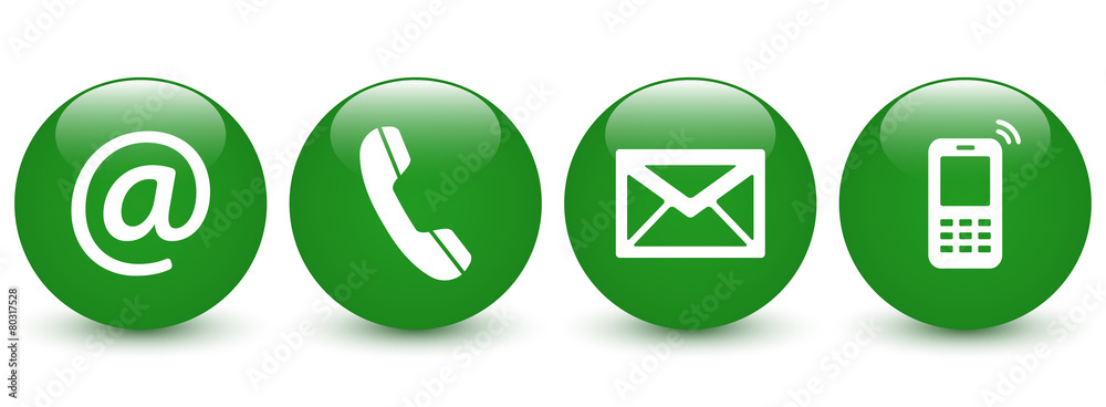 Set of green glossy ball icons – Contact Us Set of green glossy ball icons – Contact Us