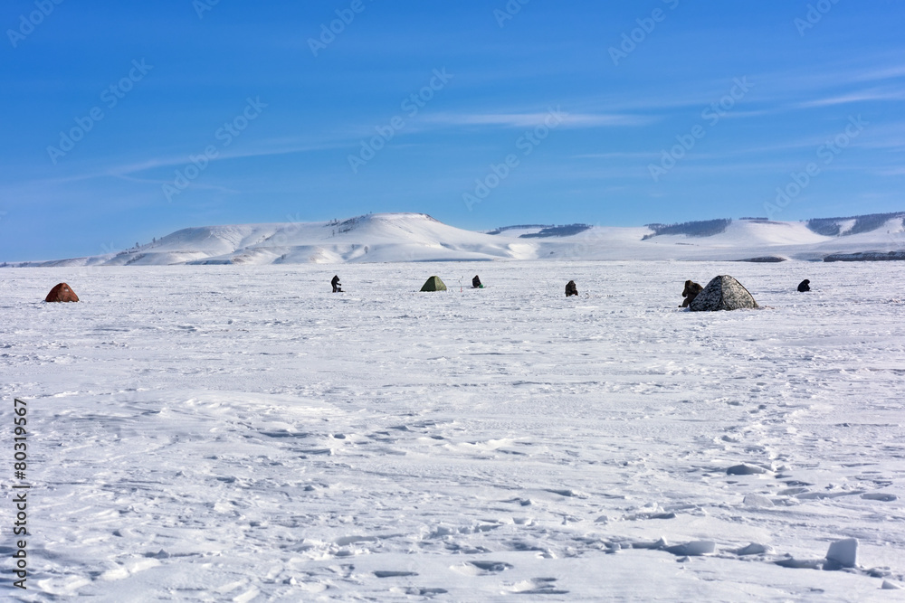 Landscape on the ice reservoir
