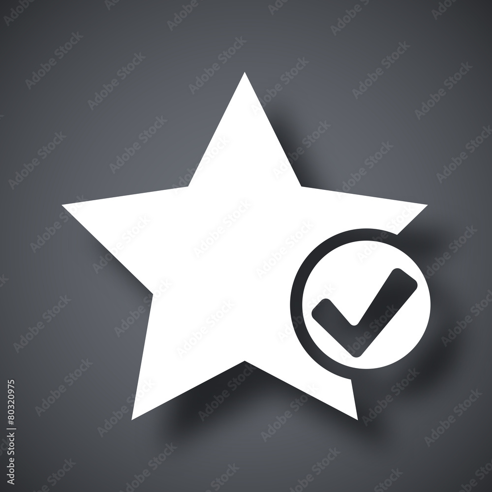 Vector star favorite icon with check mark glyph