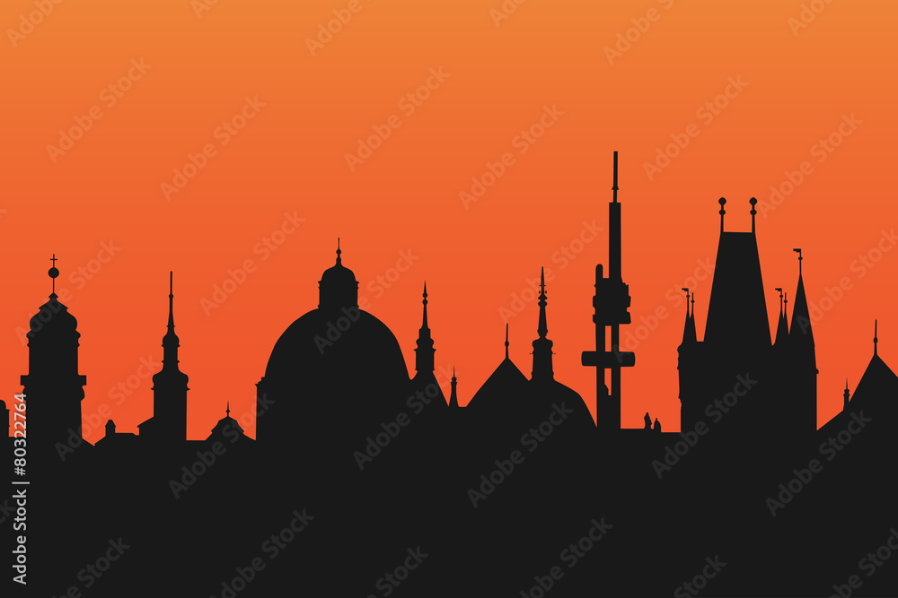 Silhouette of Prague vector illustration