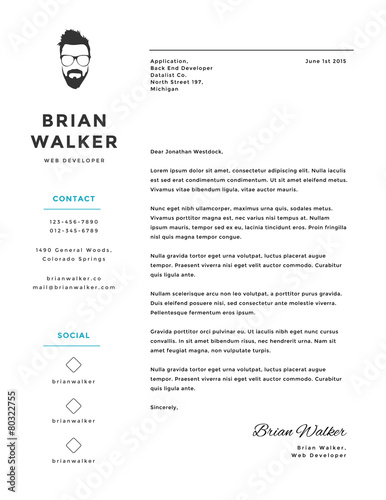 Creative and minimalistic personal vector cover letter template