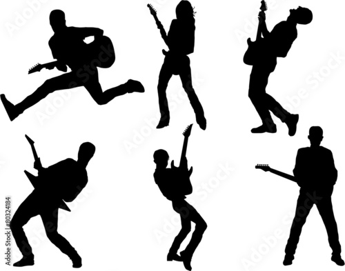 Collection of guitar player silhouettes