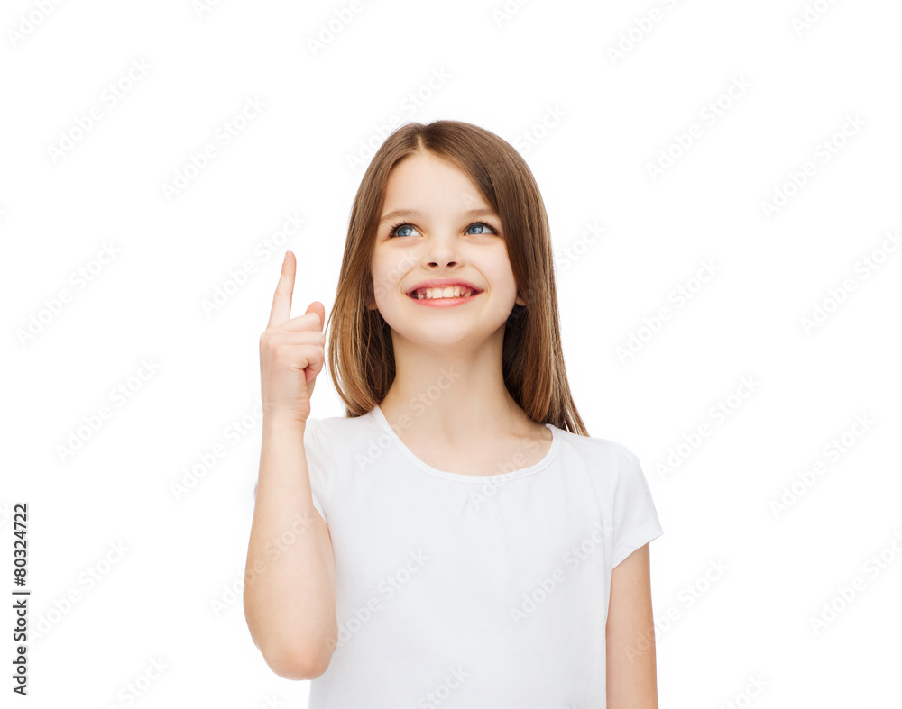 smiling little girl in white blank t-shirt smiling little girl in white blank t-shirt