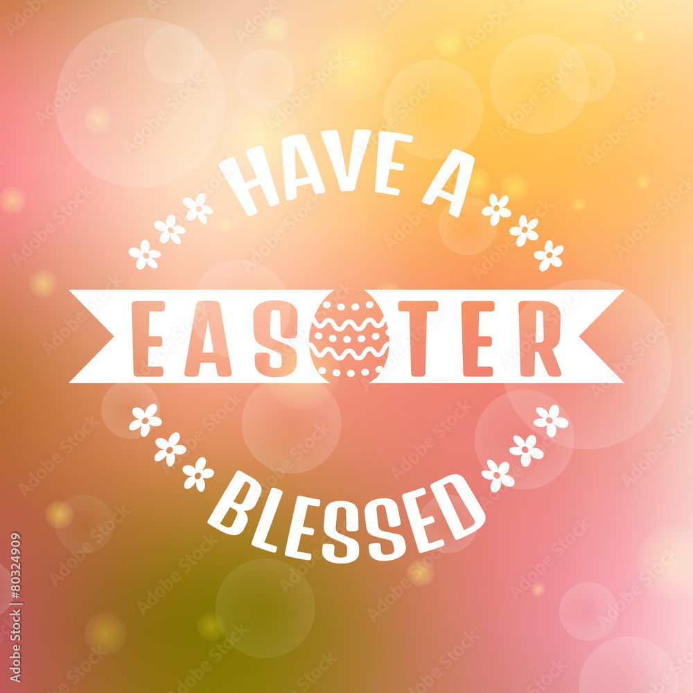 Vector Easter card. Blurred background.