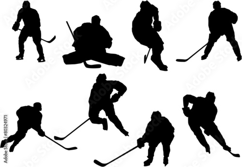 vector silhouettes hockey players