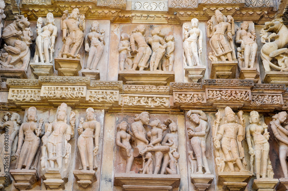 Detail of artwork at the Khajuraho temples