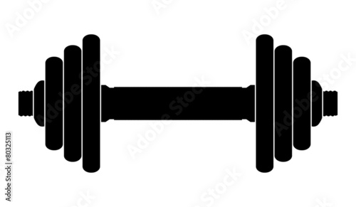 Vector silhouette of dumbbell on a white background photo