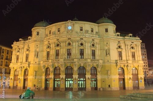 illuminated teatro arriaga in spanish bilbao.