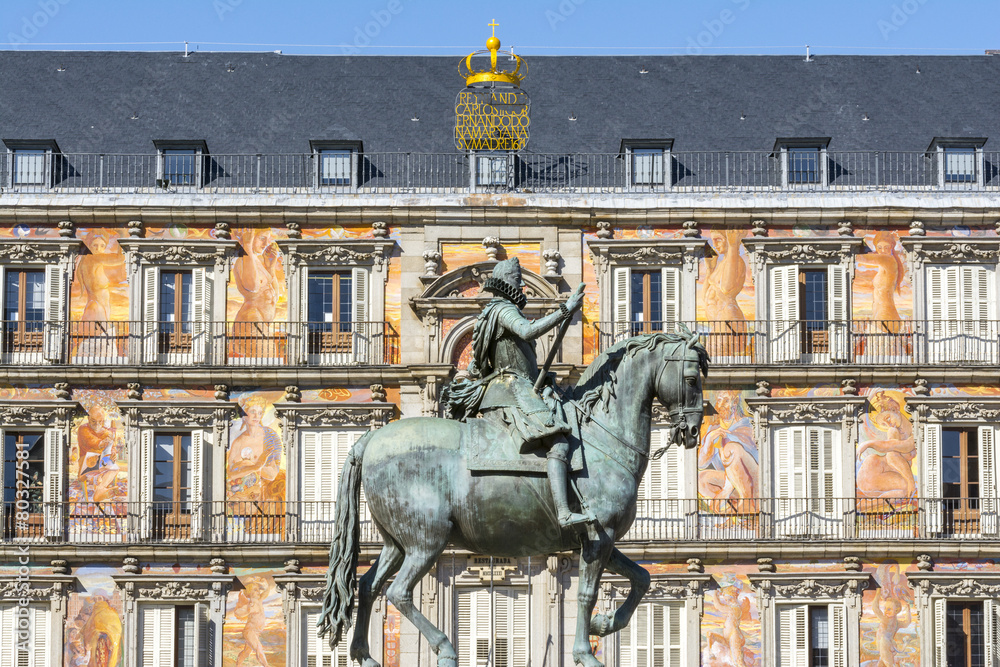 Statue of Philip III at Mayor plaza in Madrid (Spain) Statue of Philip III at Mayor plaza in Madrid (Spain)