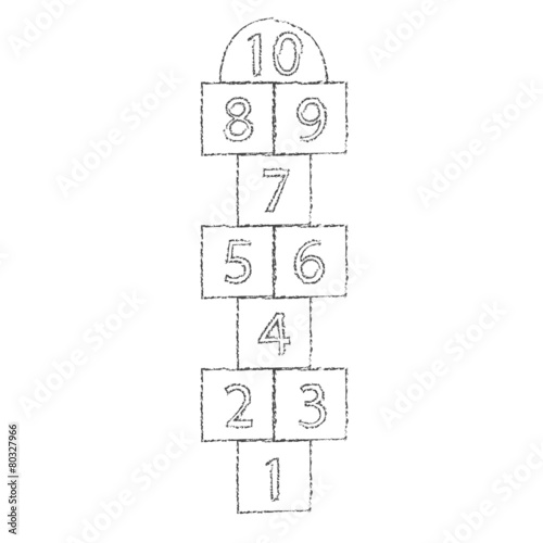 White hopscotch drawn with chalk