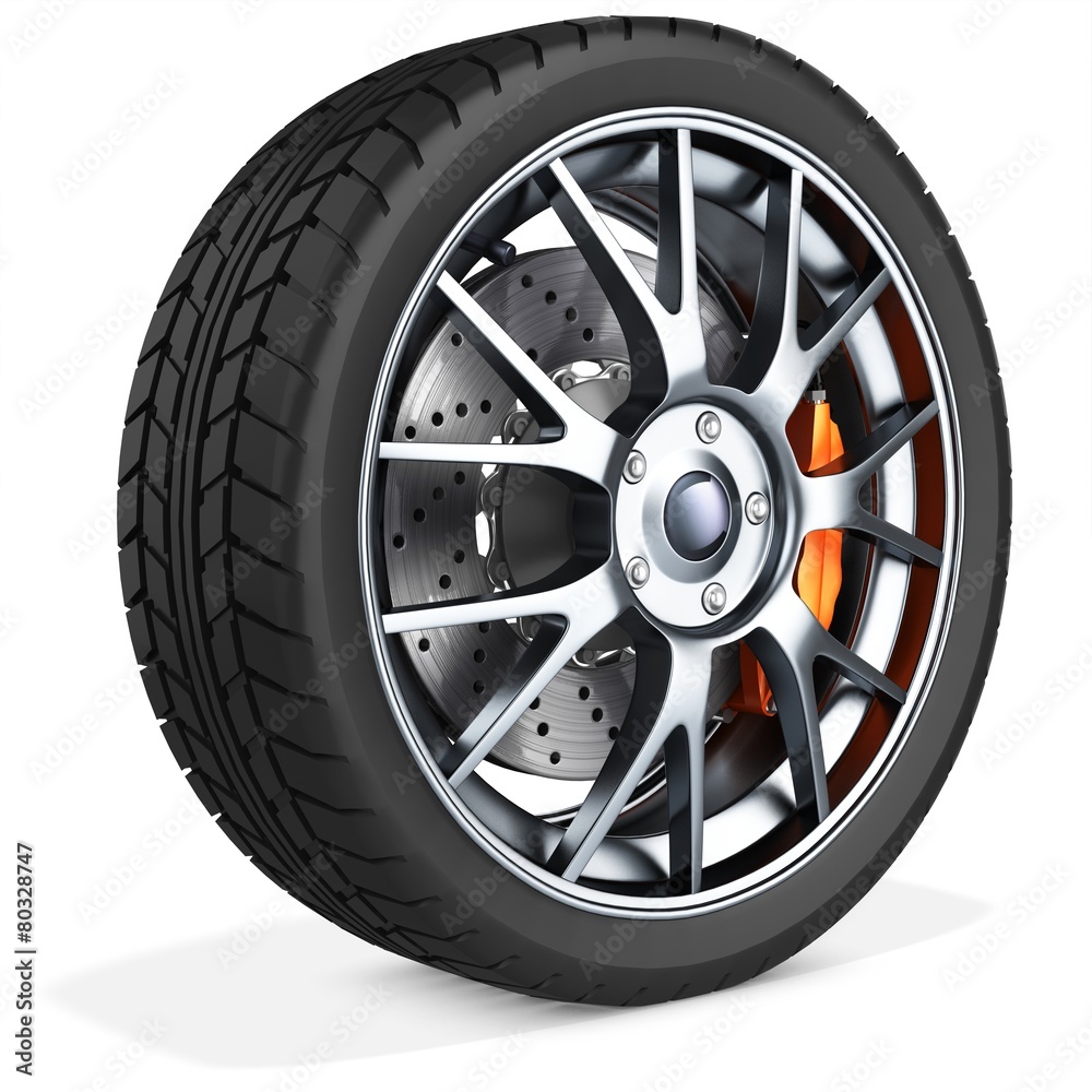 3d detailed car wheel