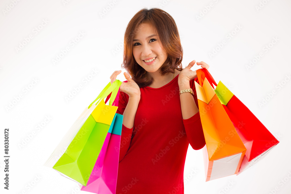 Beautiful woman with a lot of shopping bags Beautiful woman with a lot of shopping bags