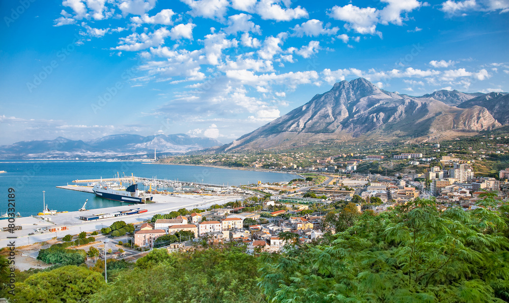 Beautiful panoramic view on harbor of Termini Imerese, Sicily