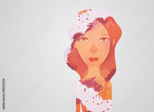 Double exposure girl: Tree concept
