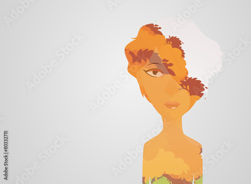 Double exposure girl: Tree concept