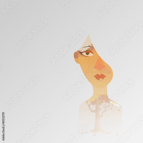 Double exposure girl: Tree concept