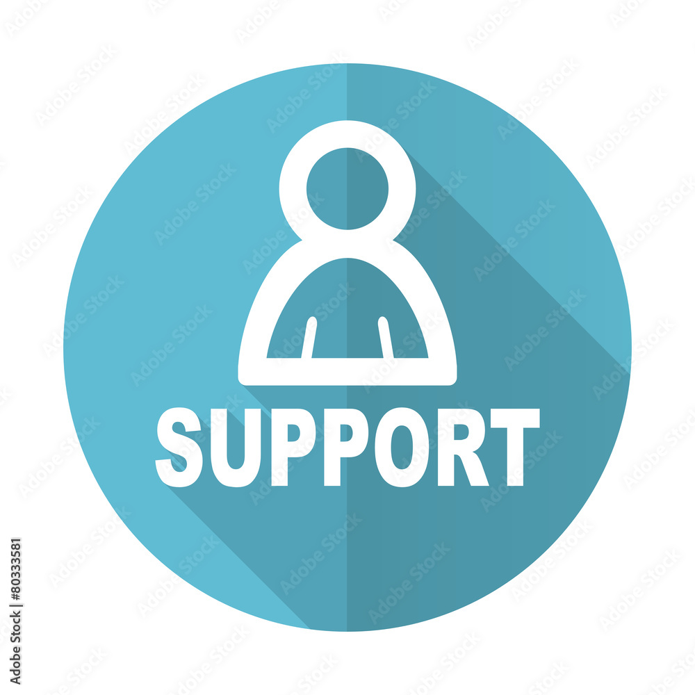 support blue flat icon