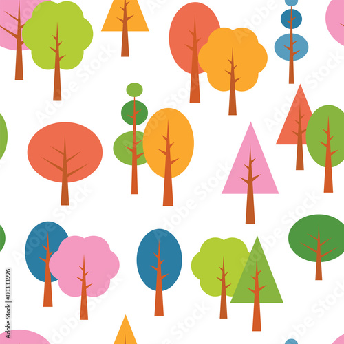 Vector different tree seamless seasons background