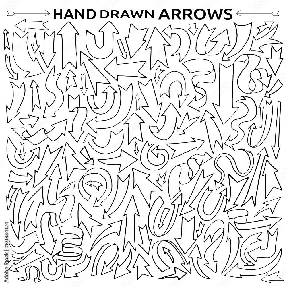 Hand drawn black arrows on white background Hand drawn black arrows on white background