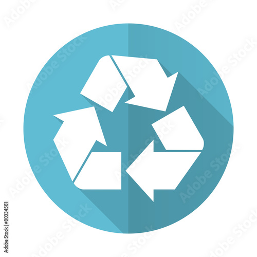 recycle blue flat icon recycling sign
