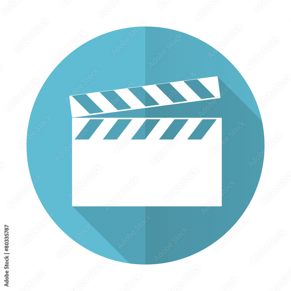 video blue flat icon cinema sign