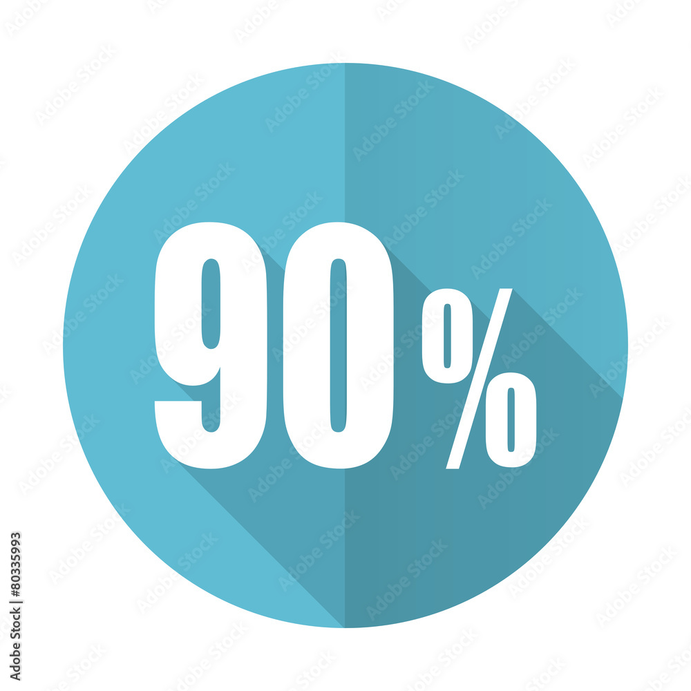 90 percent blue flat icon sale sign 90 percent blue flat icon sale sign