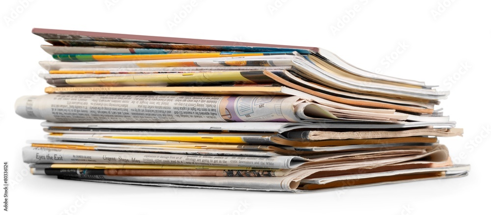 Magazine. Stack of magazines isolated on white background Magazine. Stack of magazines isolated on white background