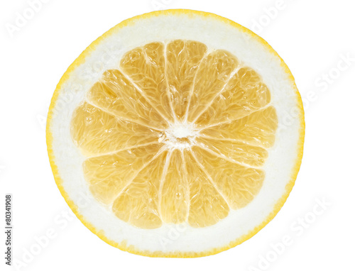 Slice of grapefruit on white background