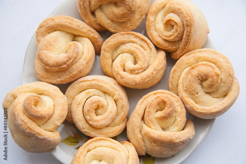 Fototapeta premium plate of short bread cookies with pecans