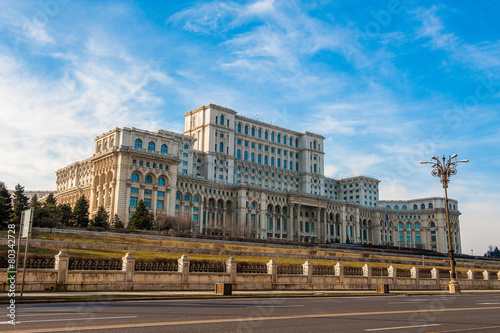 Palace of the Parliament in Bucharest, a city located in Romania