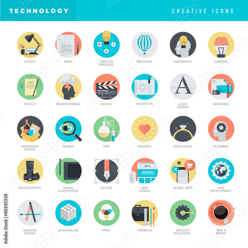 Set of flat design icons for graphic and web design