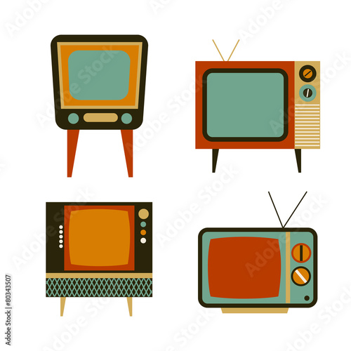 retro tv items set