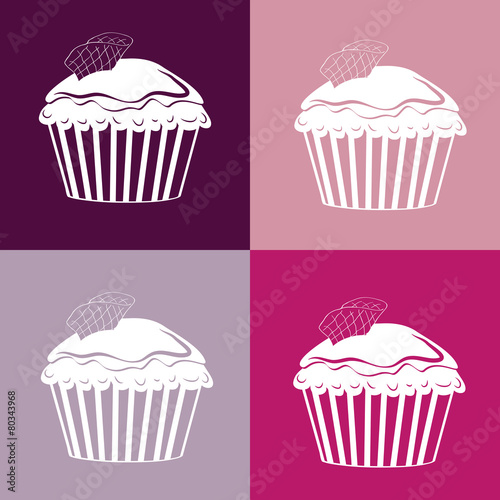 Cupcakes Seamless linear pattern