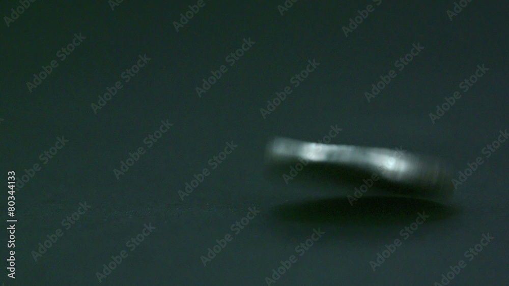 A twirling coin on the table A twirling coin on the table