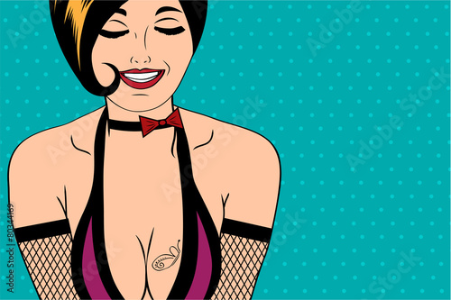 sexy horny woman in comic style, xxx illustration