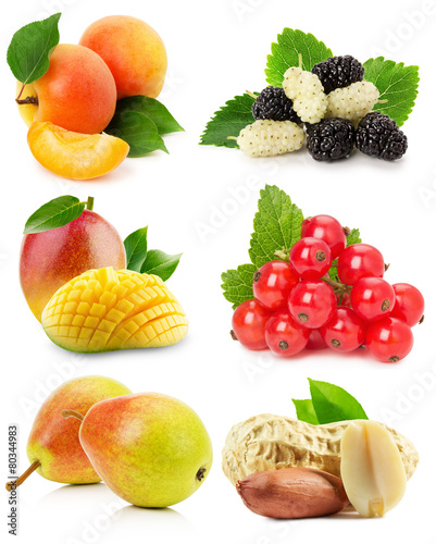collection of fruits isolated on the white background