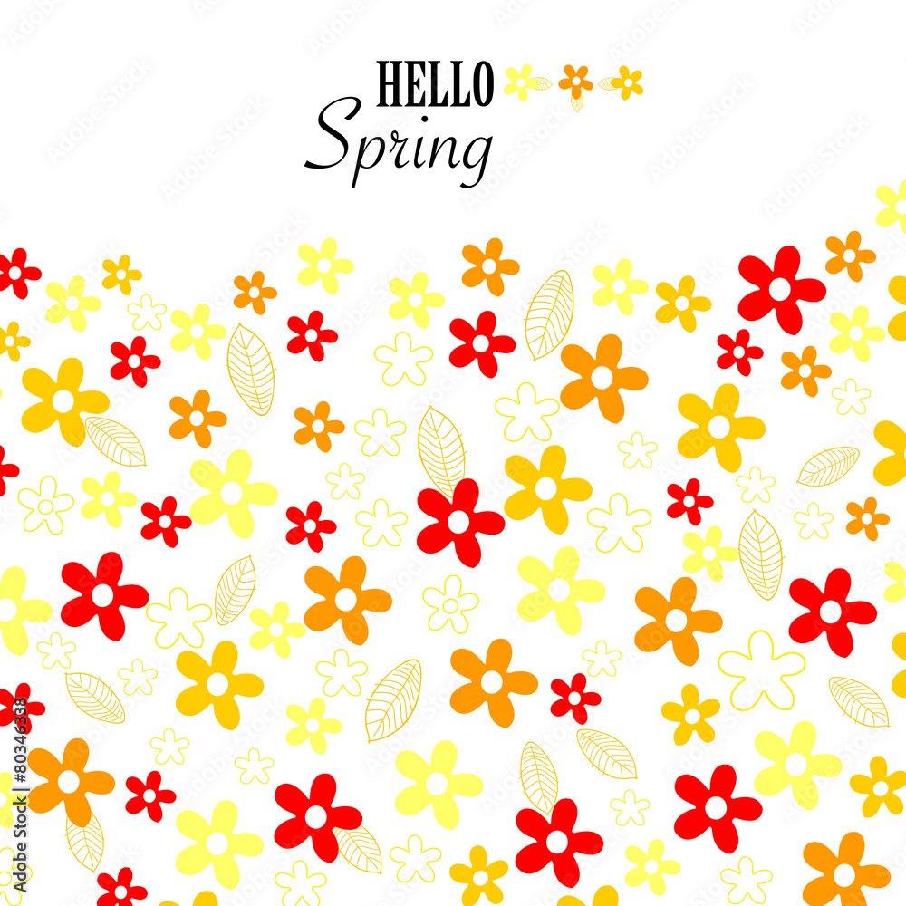 Floral vivid colors hello spring background vector