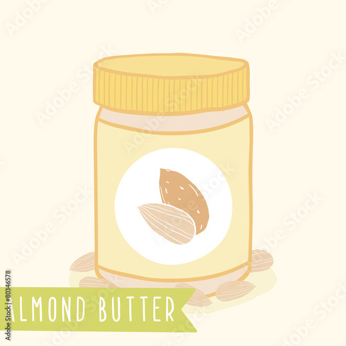 Almond butter in jar.