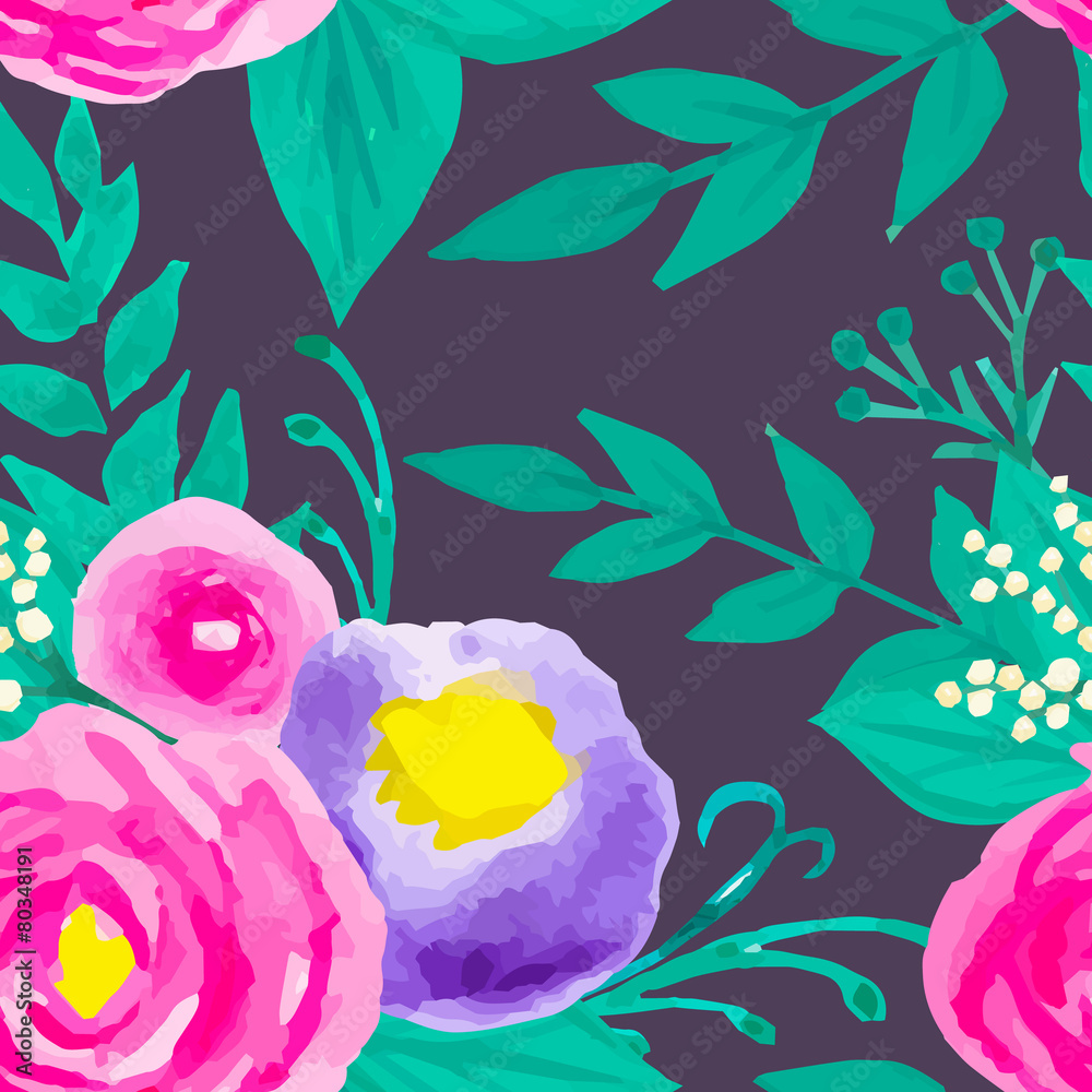 Watercolor seamless floral pattern