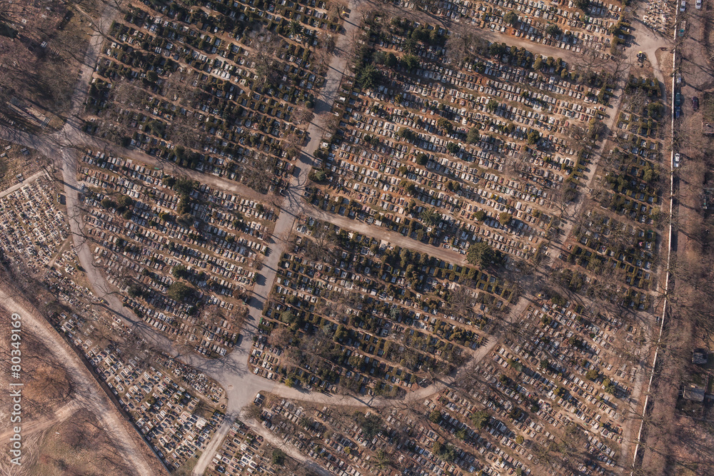 Fototapeta premium aerial view of graveyard