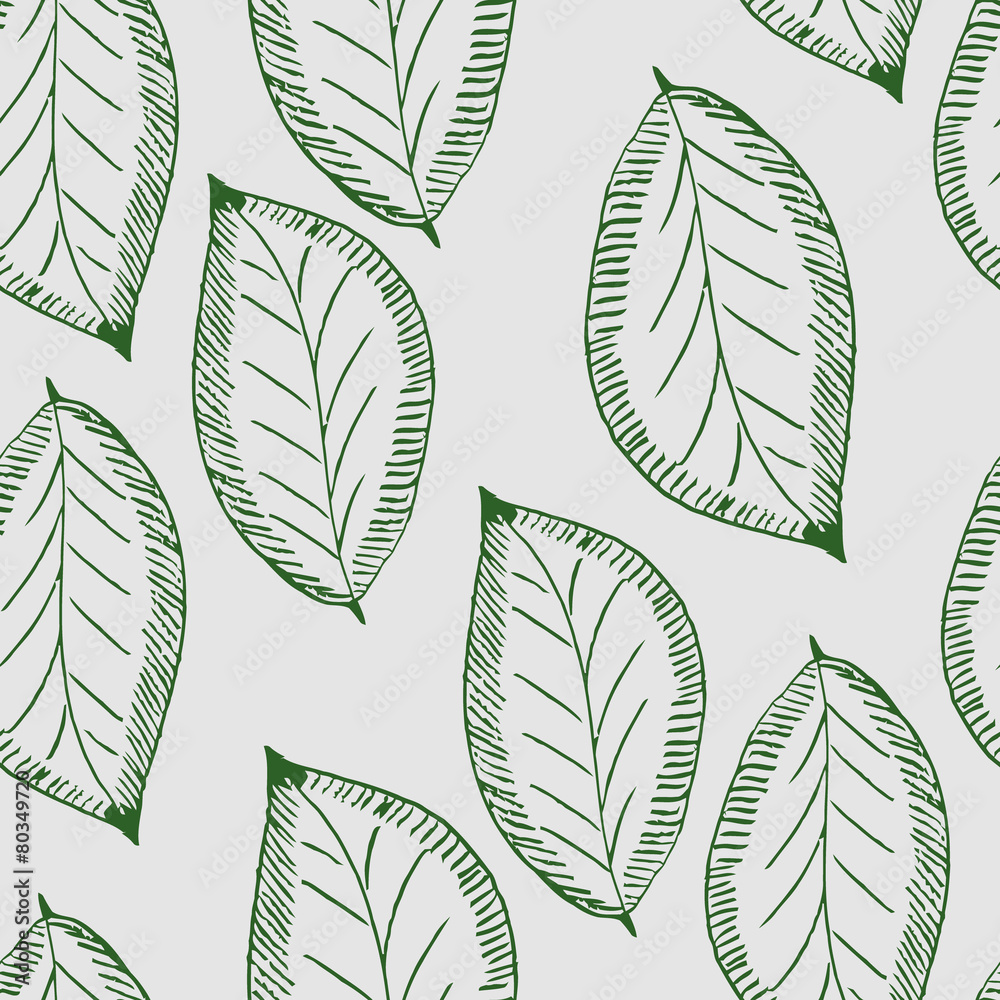 Fototapeta premium Seamless pattern with leaves plants
